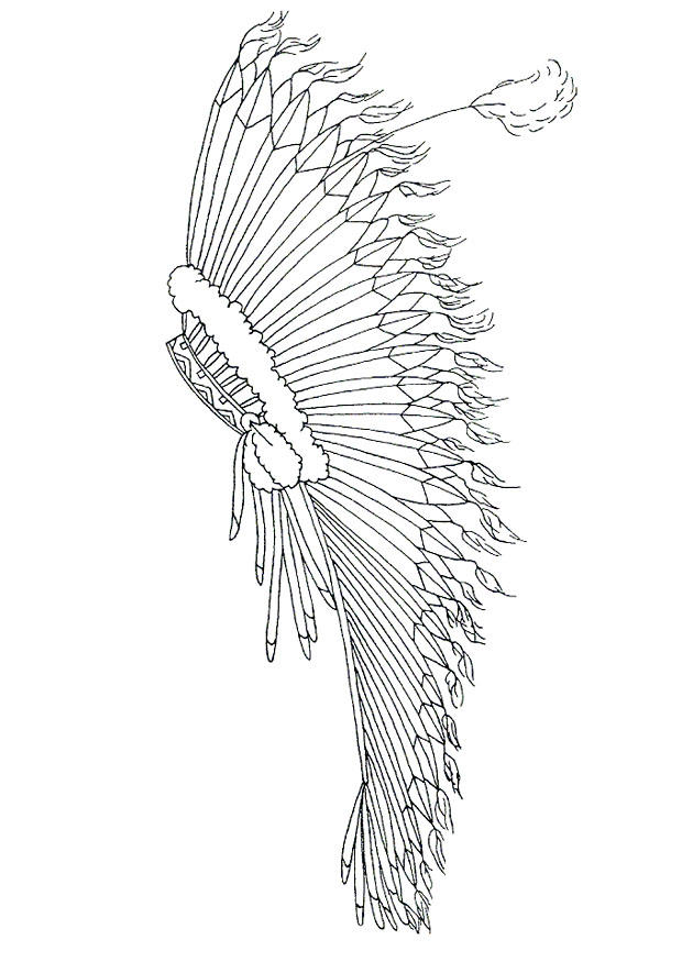 Coloriage ornement de tAªte avec plumes