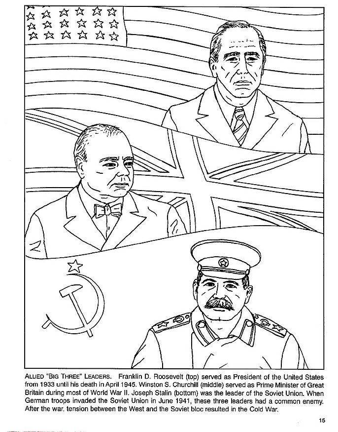 Coloriage roosevelt churchill staline