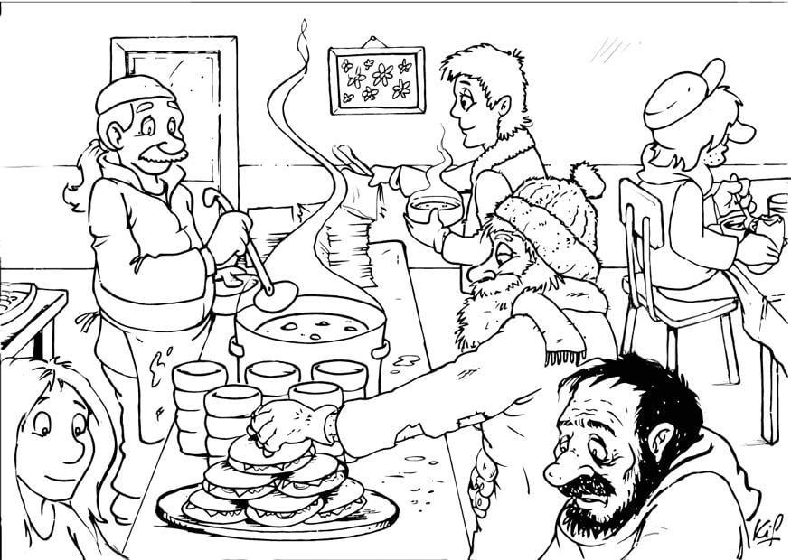 Coloriage soupe populaire