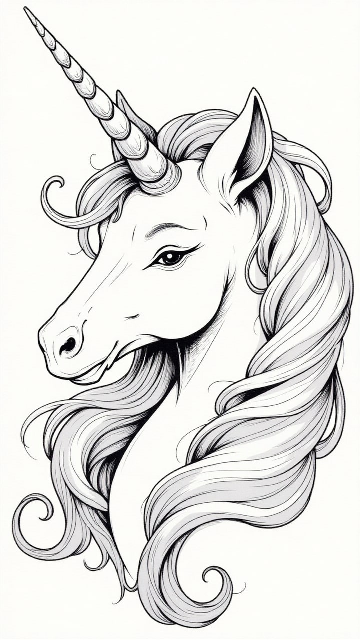 Coloriage tAªte de licorne