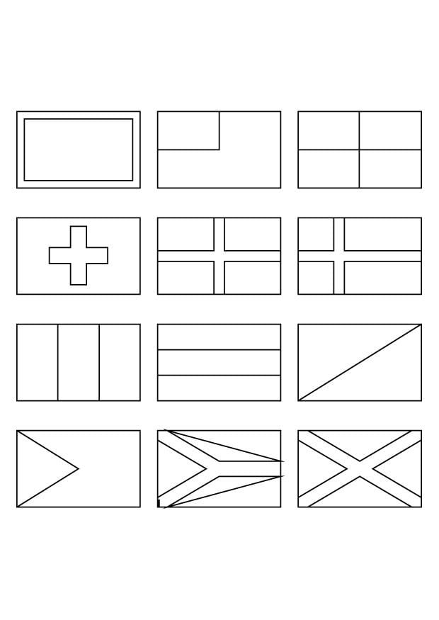 Coloriage tout genre de drapeaux