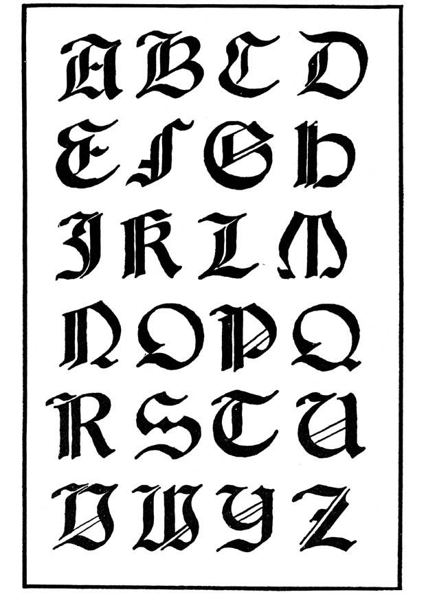 Coloriage type de lettres gothique italien