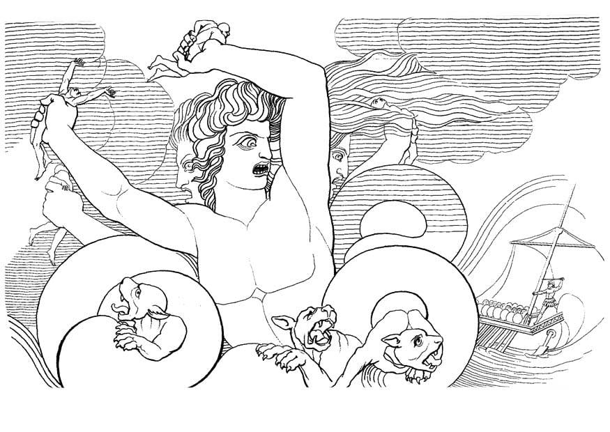 Coloriage ulysse - scylla