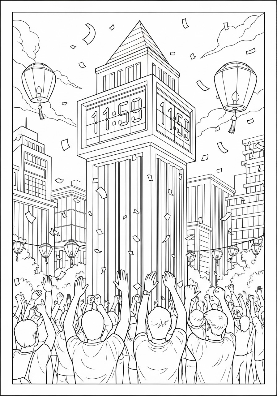 compte A rebours avant le nouvel an Coloriage compte A rebours avant le nouvel an