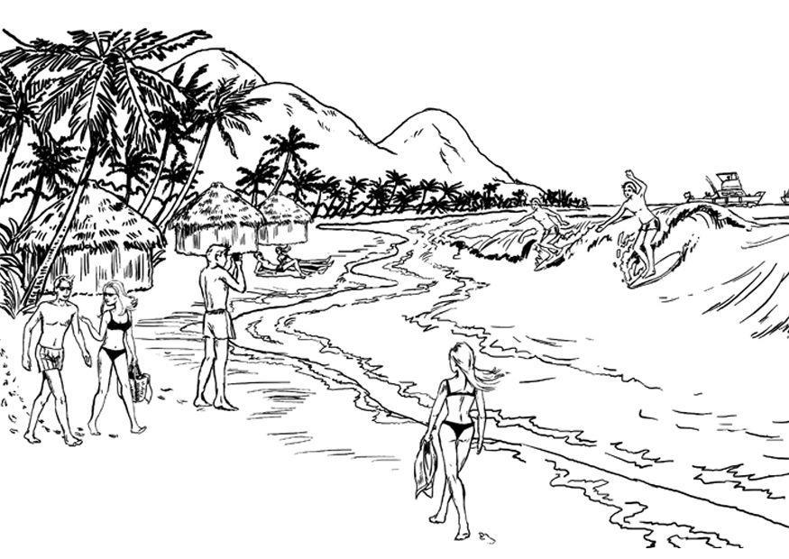 cA´te - plage Coloriage cA´te - plage