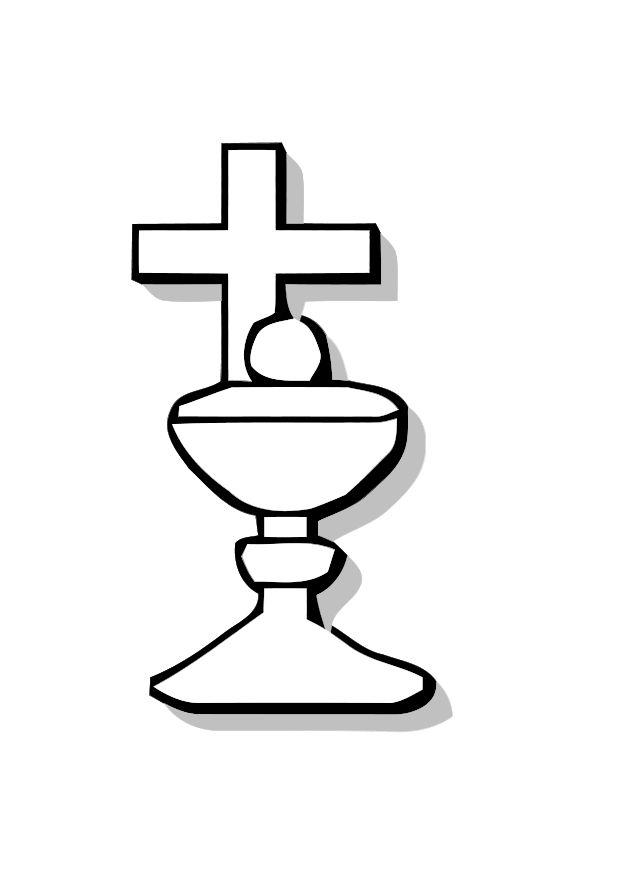 coupe avec pain et crucifix Coloriage coupe avec pain et crucifix