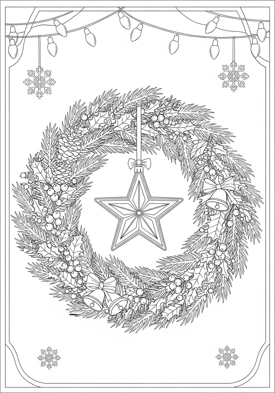 couronne de noA«l avec A©toile Coloriage couronne de noA«l avec A©toile