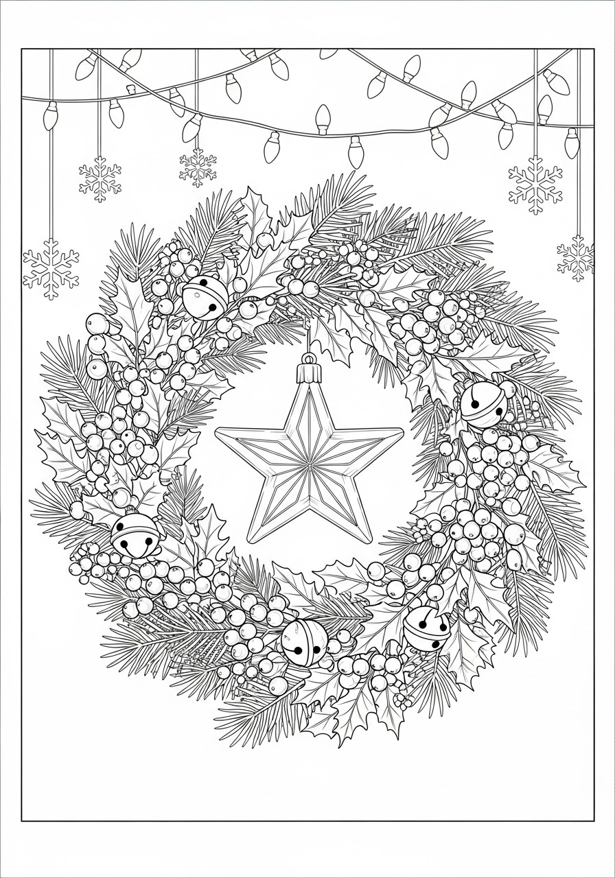 couronne de noA«l avec des cloches Coloriage couronne de noA«l avec des cloches