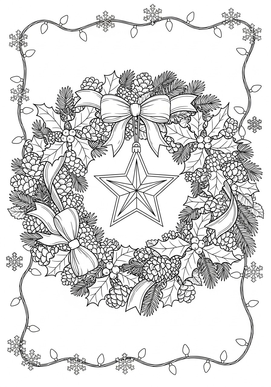couronne de noA«l illuminA©e Coloriage couronne de noA«l illuminA©e