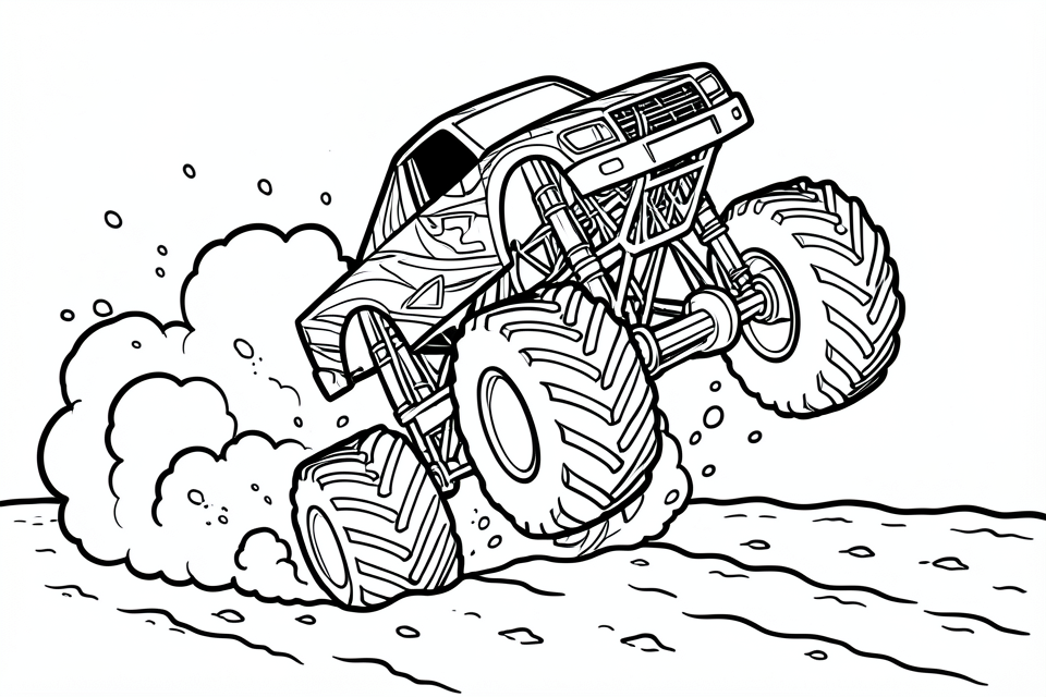 course de monster truck Coloriage course de monster truck