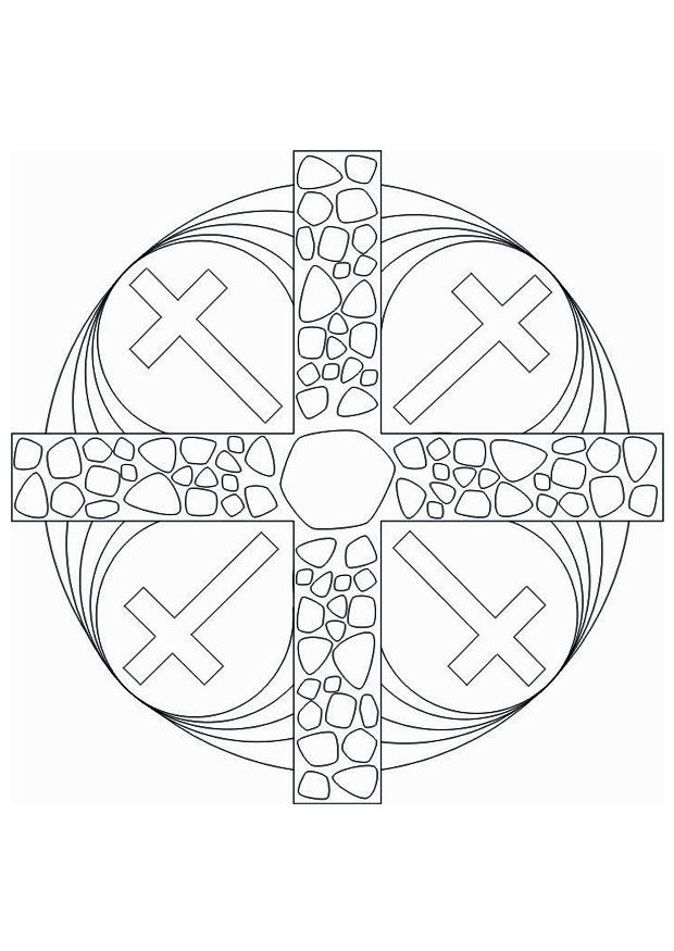 Coloriage croix mandala