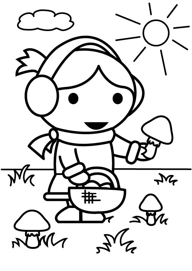 cueillir des champignons Coloriage cueillir des champignons