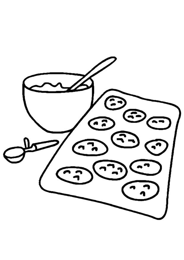 cuire des biscuits, cuisiner Coloriage cuire des biscuits, cuisiner