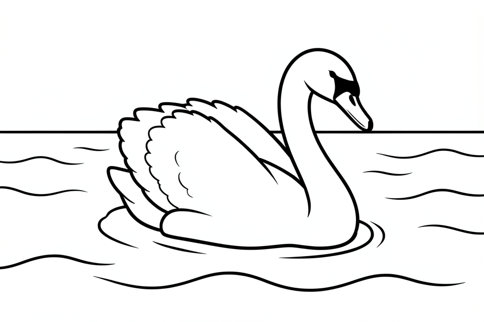 cygne dans l'eau Coloriage cygne dans l'eau