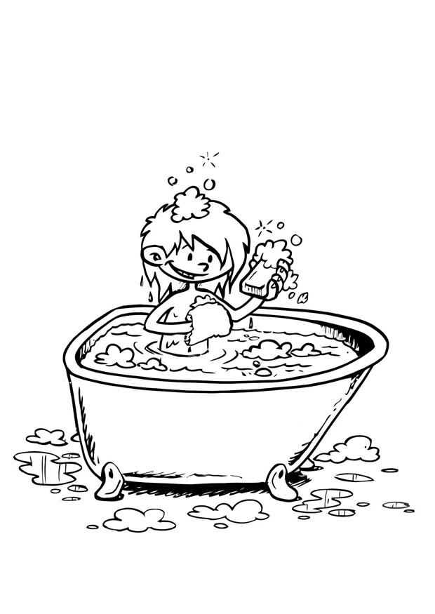 dans le bain Coloriage dans le bain