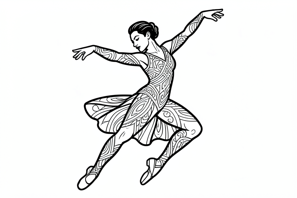 danseuse de jazz moderne Coloriage danseuse de jazz moderne