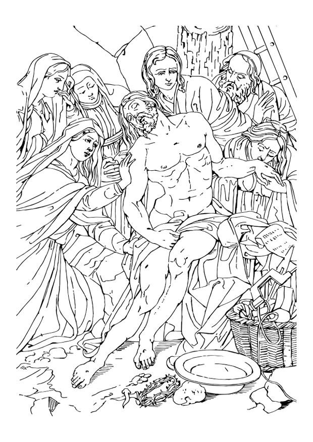 descente de la croix jesus Coloriage descente de la croix jesus