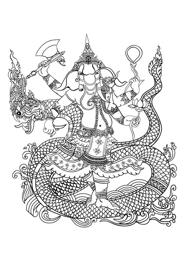 dieu hindou ganesh Coloriage dieu hindou ganesh