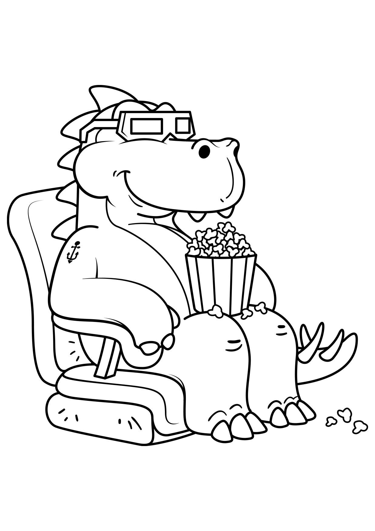 dinosaure au cinA©ma Coloriage dinosaure au cinA©ma