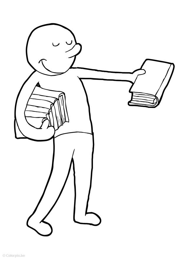 distribuer des livres Coloriage distribuer des livres