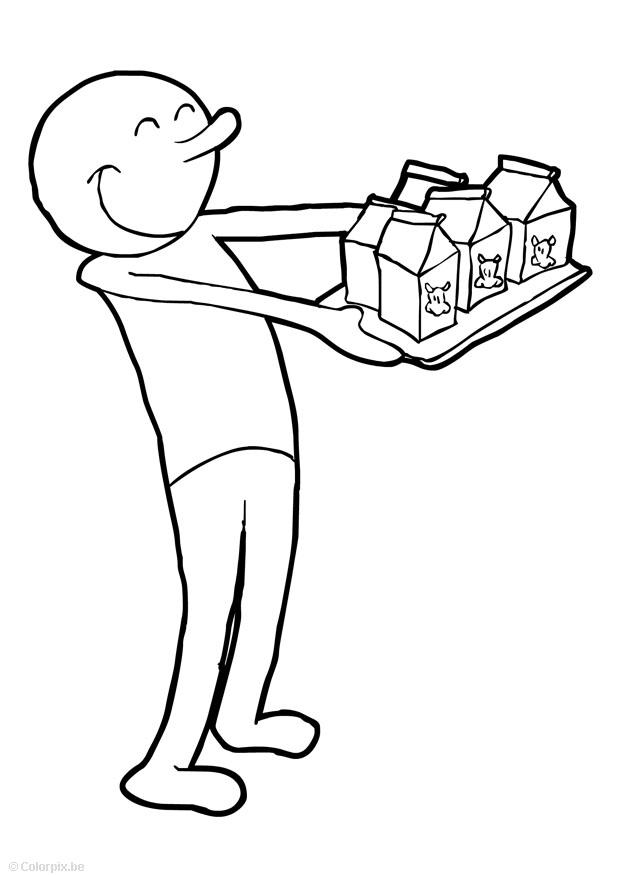 distribution de lait Coloriage distribution de lait