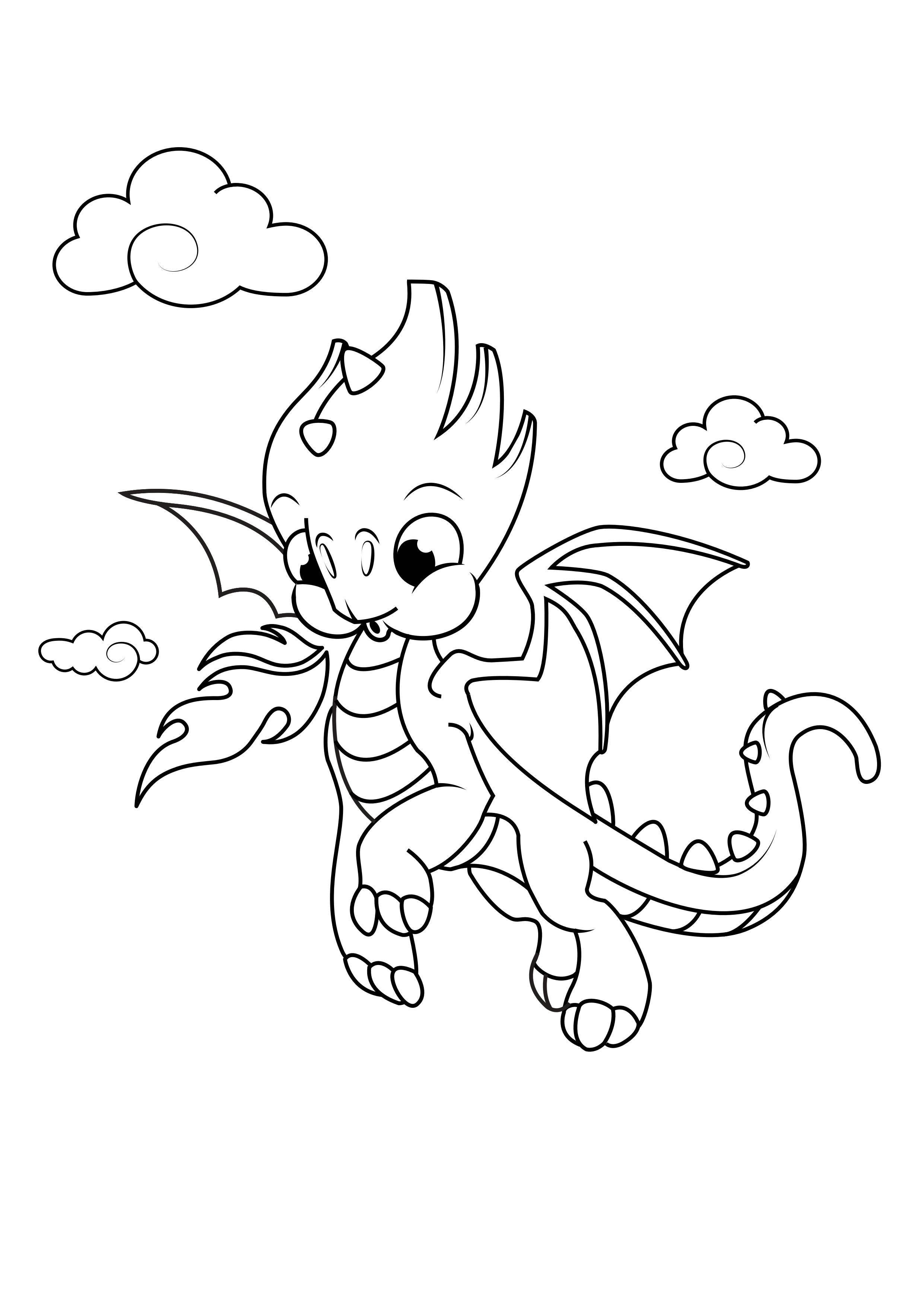 dragon dans le ciel Coloriage dragon dans le ciel