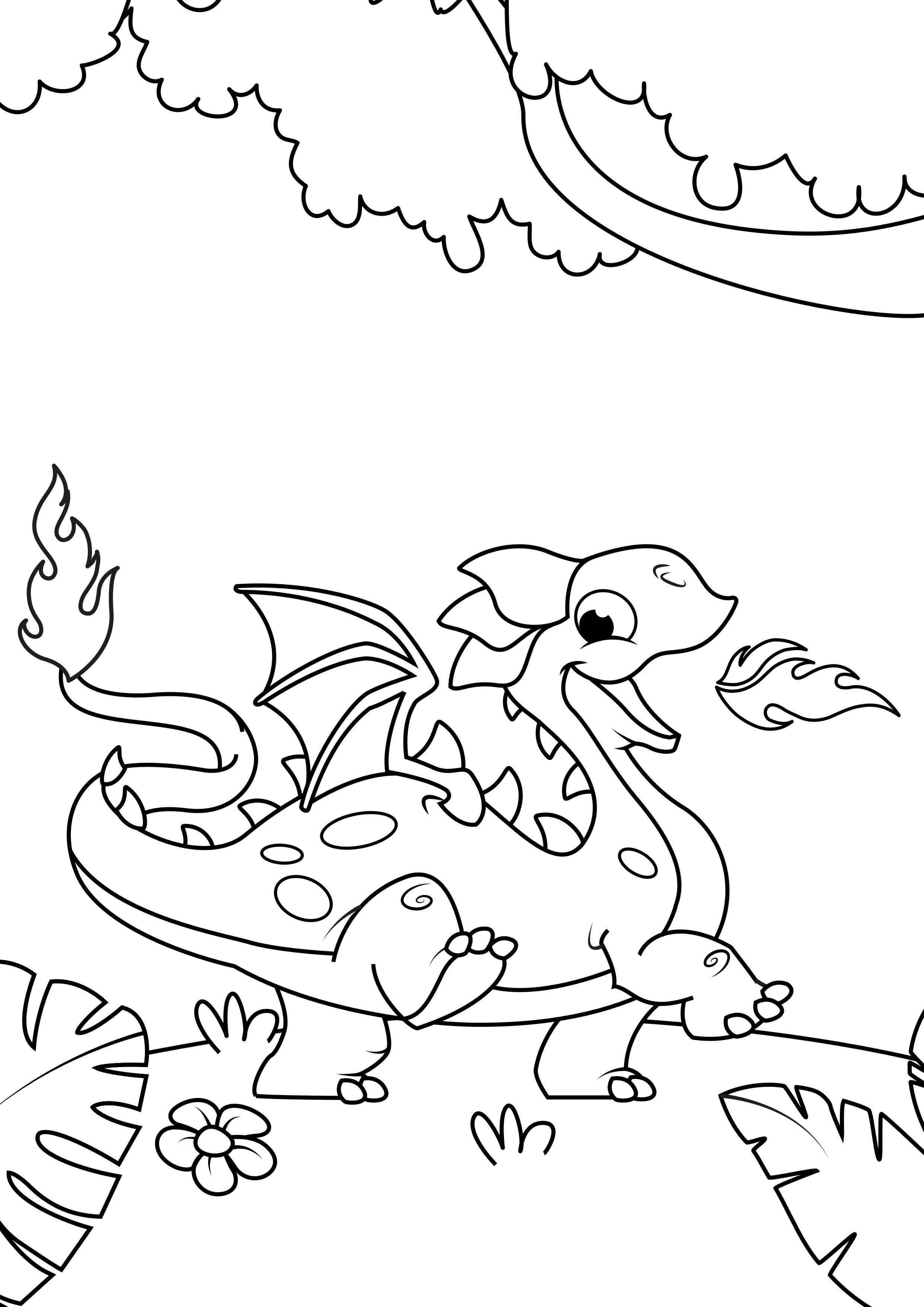dragon dans les bois Coloriage dragon dans les bois