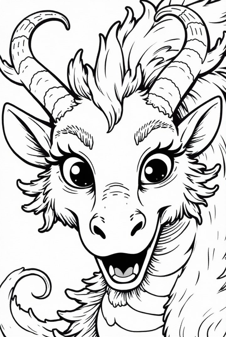 dragon heureux Coloriage dragon heureux