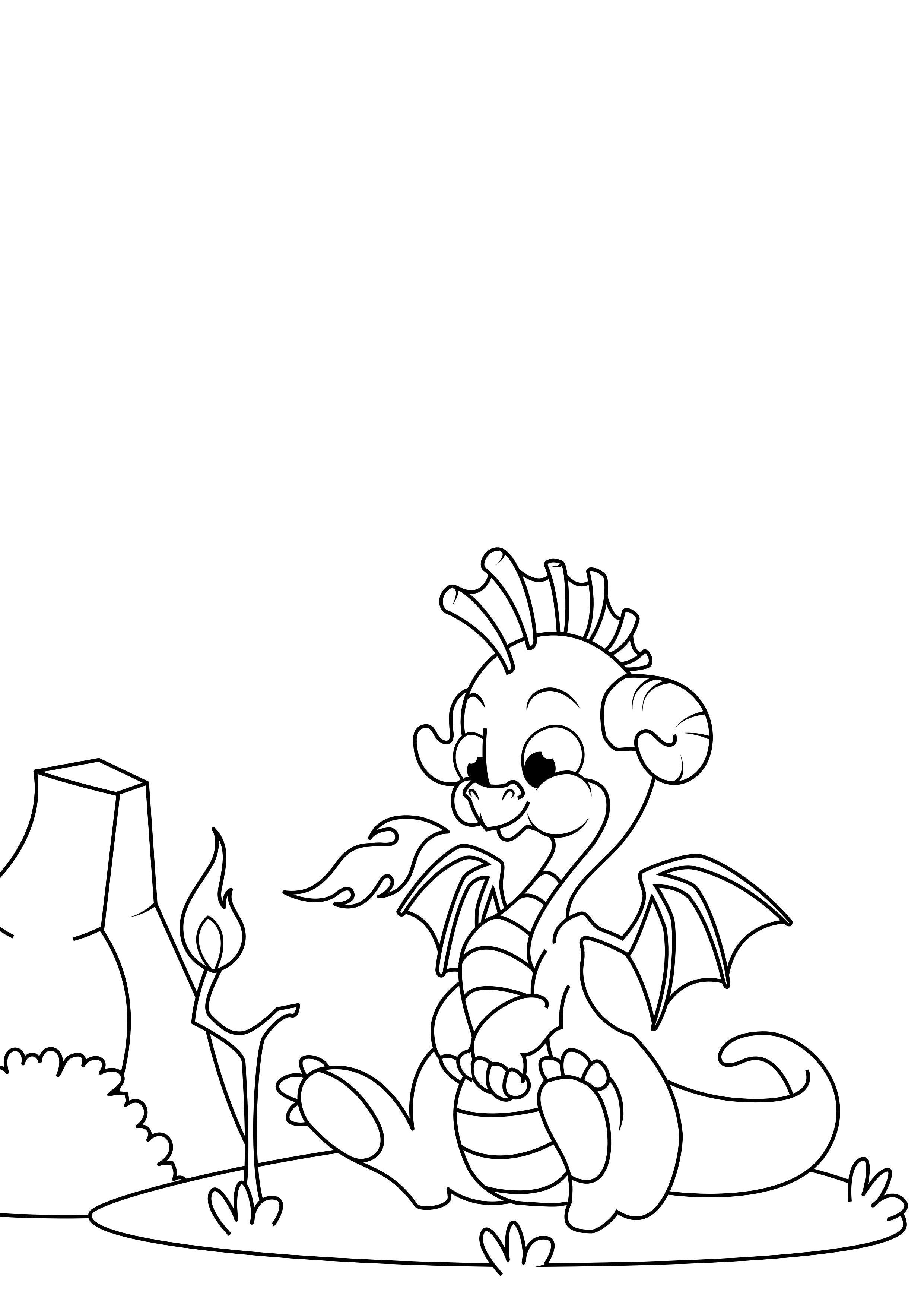 dragon joue avec le feu Coloriage dragon joue avec le feu