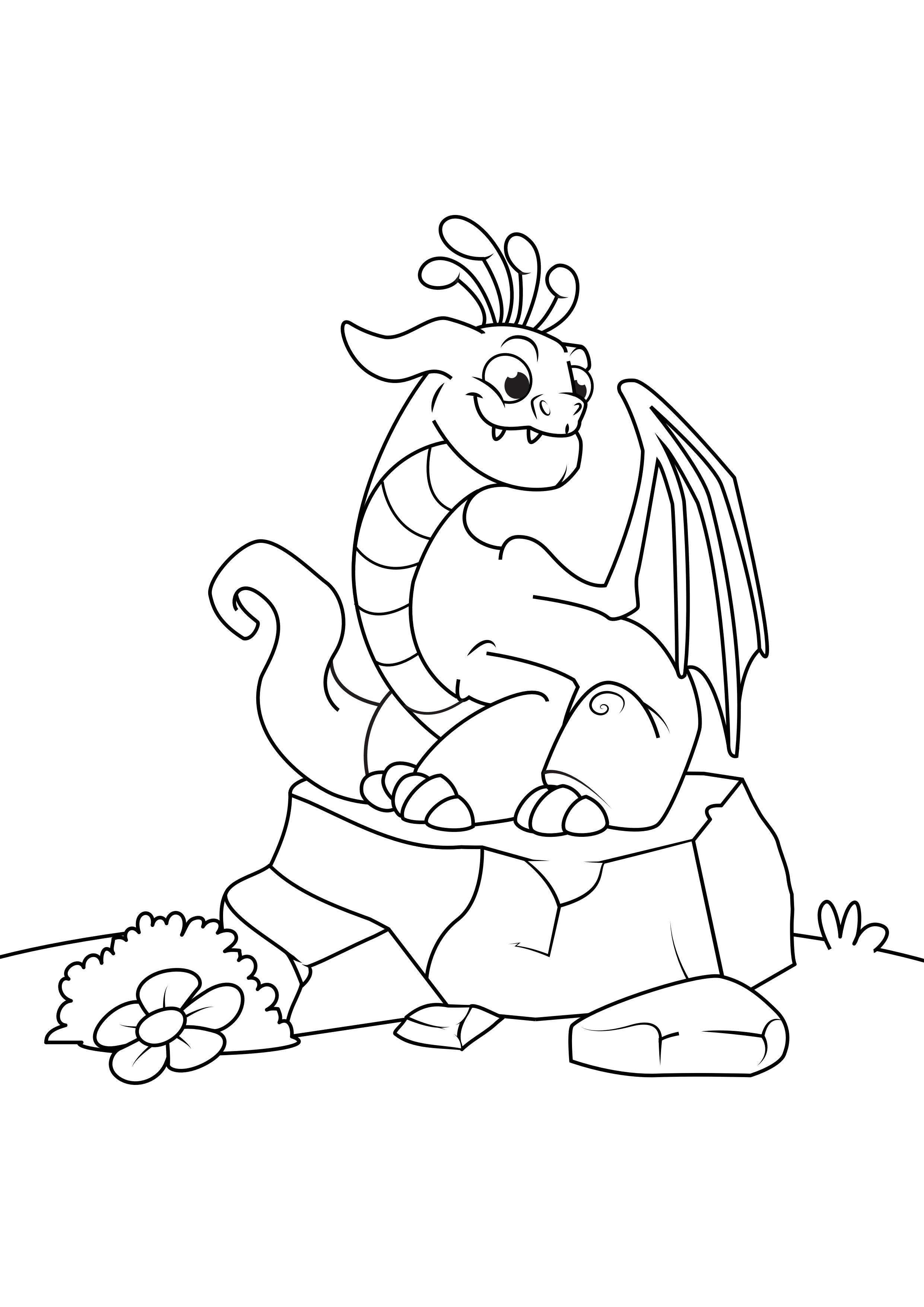 dragon sur pierre Coloriage dragon sur pierre