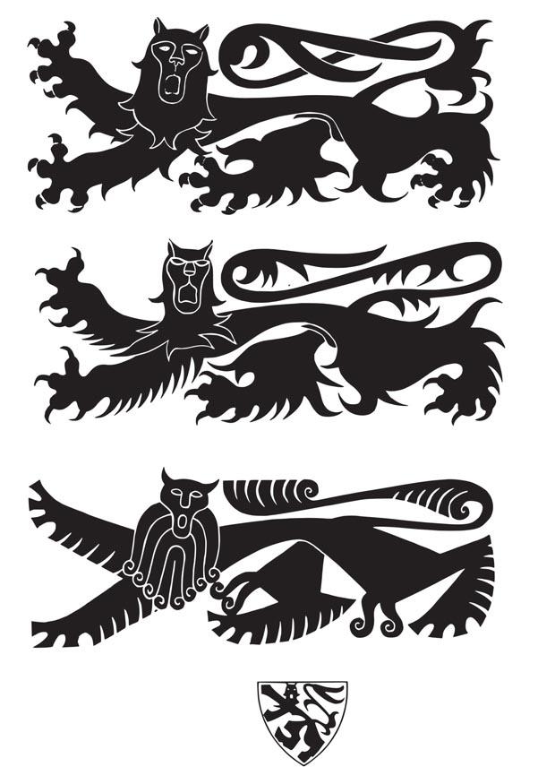 A©cusson avec lions Coloriage A©cusson avec lions