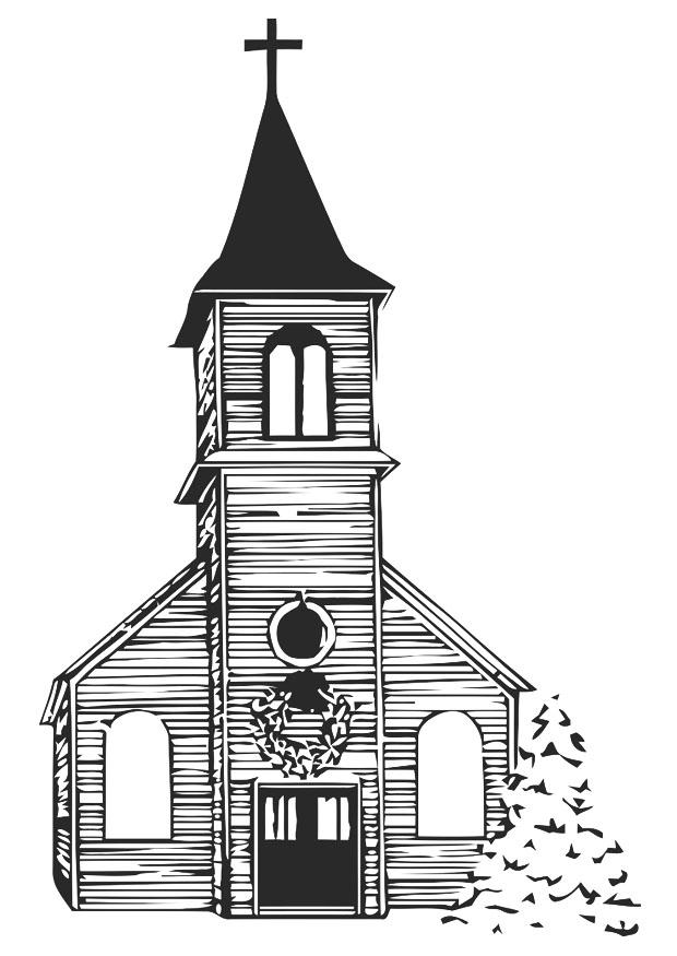 A©glise en hiver Coloriage A©glise en hiver