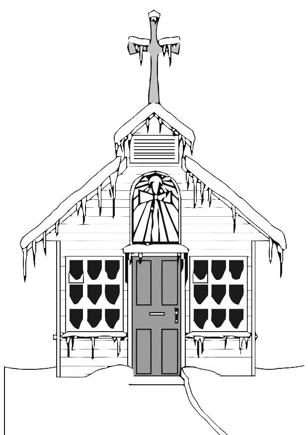Coloriage A©glise en hiver