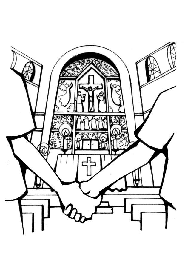 Coloriage A©glise - mariage
