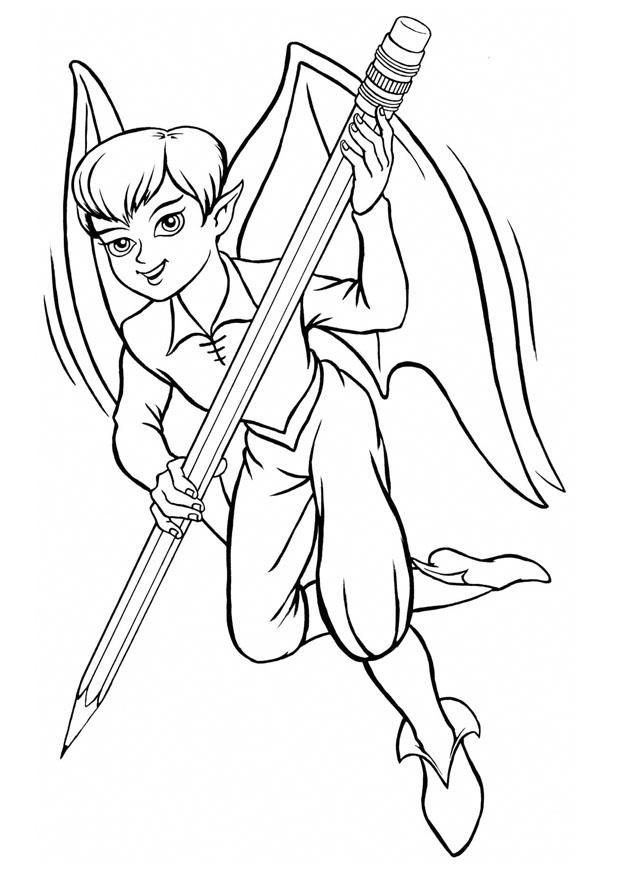elfe avec un crayon Coloriage elfe avec un crayon