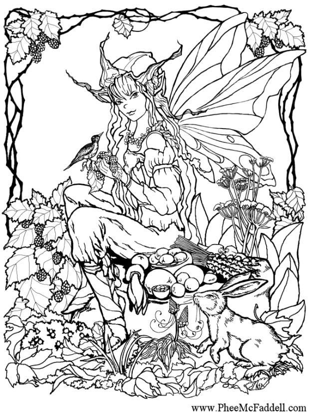 elfe dans le ois Coloriage elfe dans le ois
