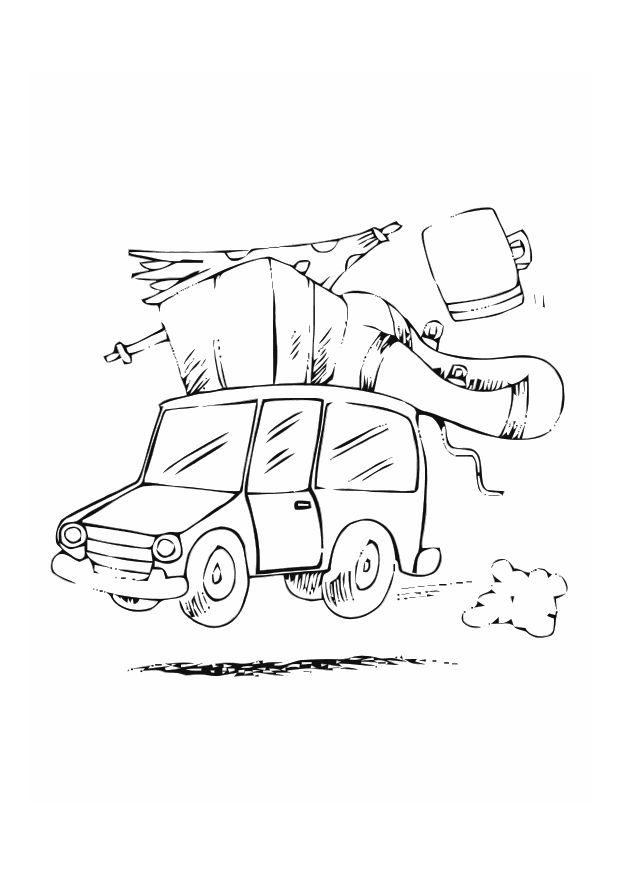 en voyage en voiture Coloriage en voyage en voiture