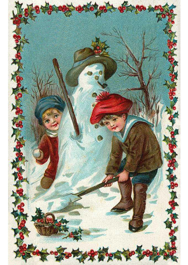 enfants contruisent bonhomme de neige Image enfants contruisent bonhomme de neige
