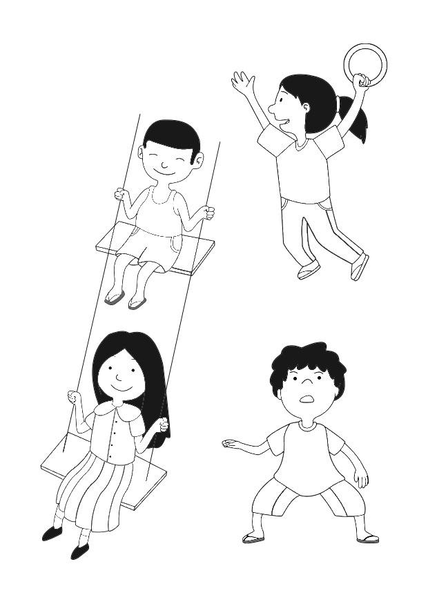 enfants jouant Coloriage enfants jouant