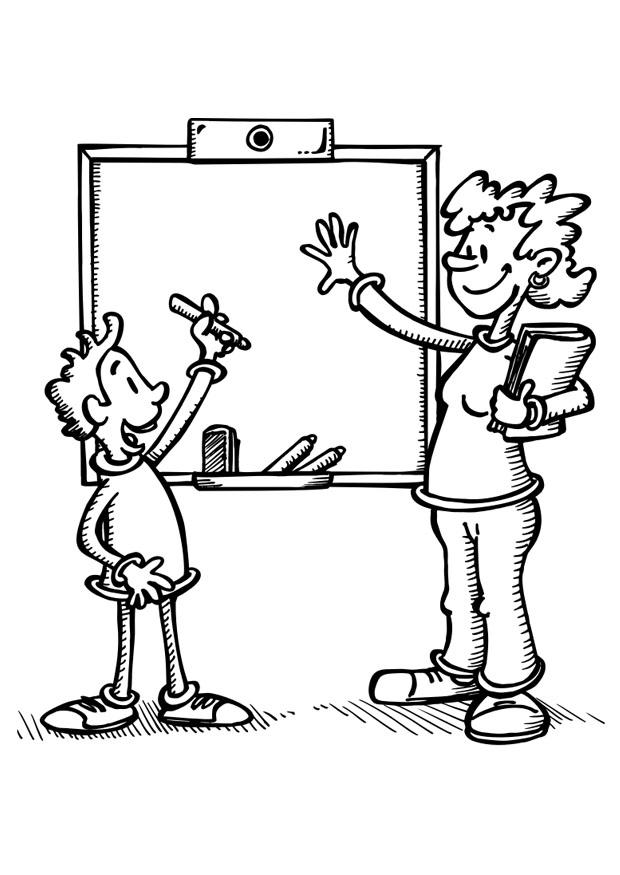 enseignant et etudiant Coloriage enseignant et etudiant