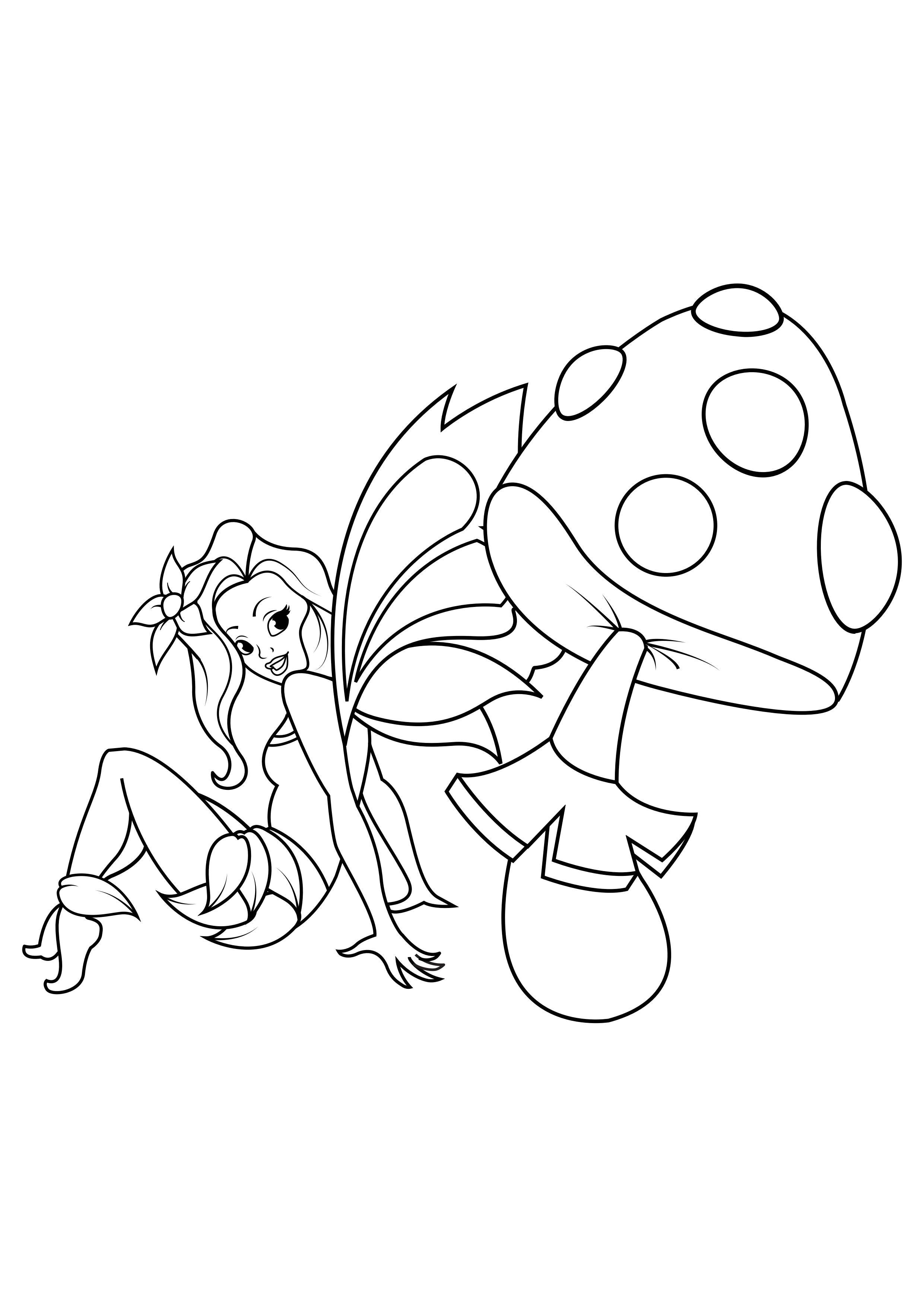 fA©e aux champignons Coloriage fA©e aux champignons