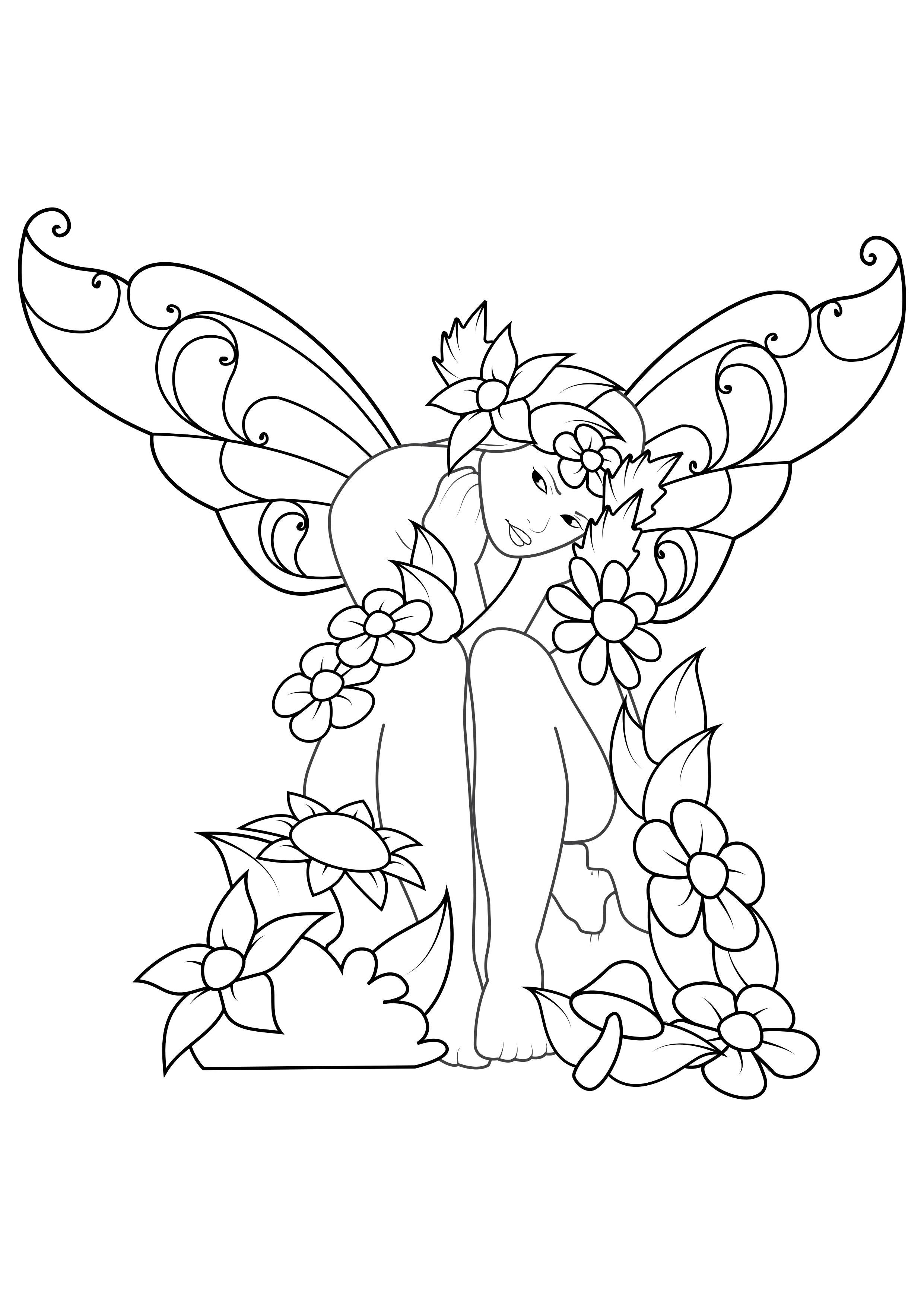 fA©e avec des fleurs Coloriage fA©e avec des fleurs