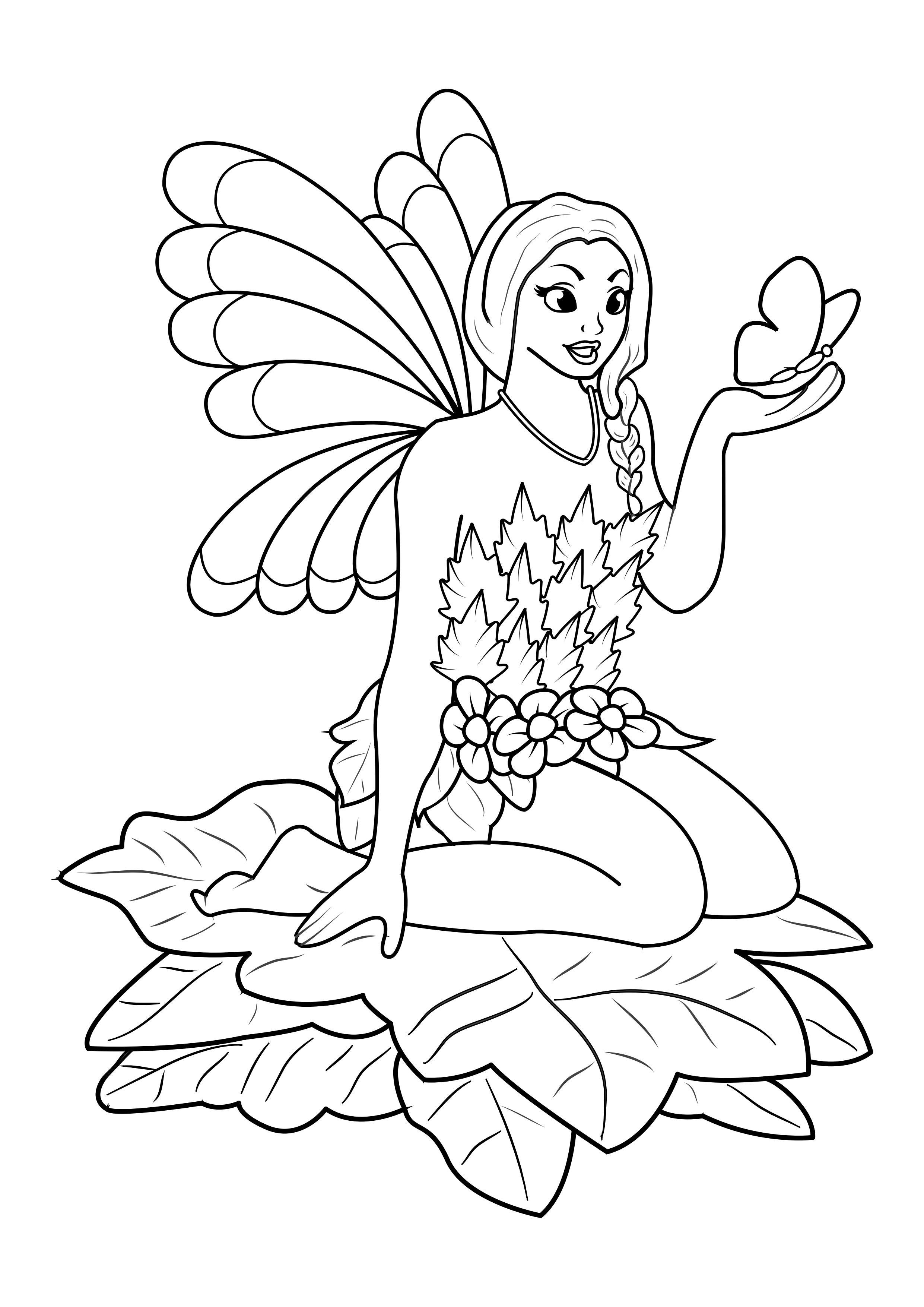 fA©e avec papillon Coloriage fA©e avec papillon