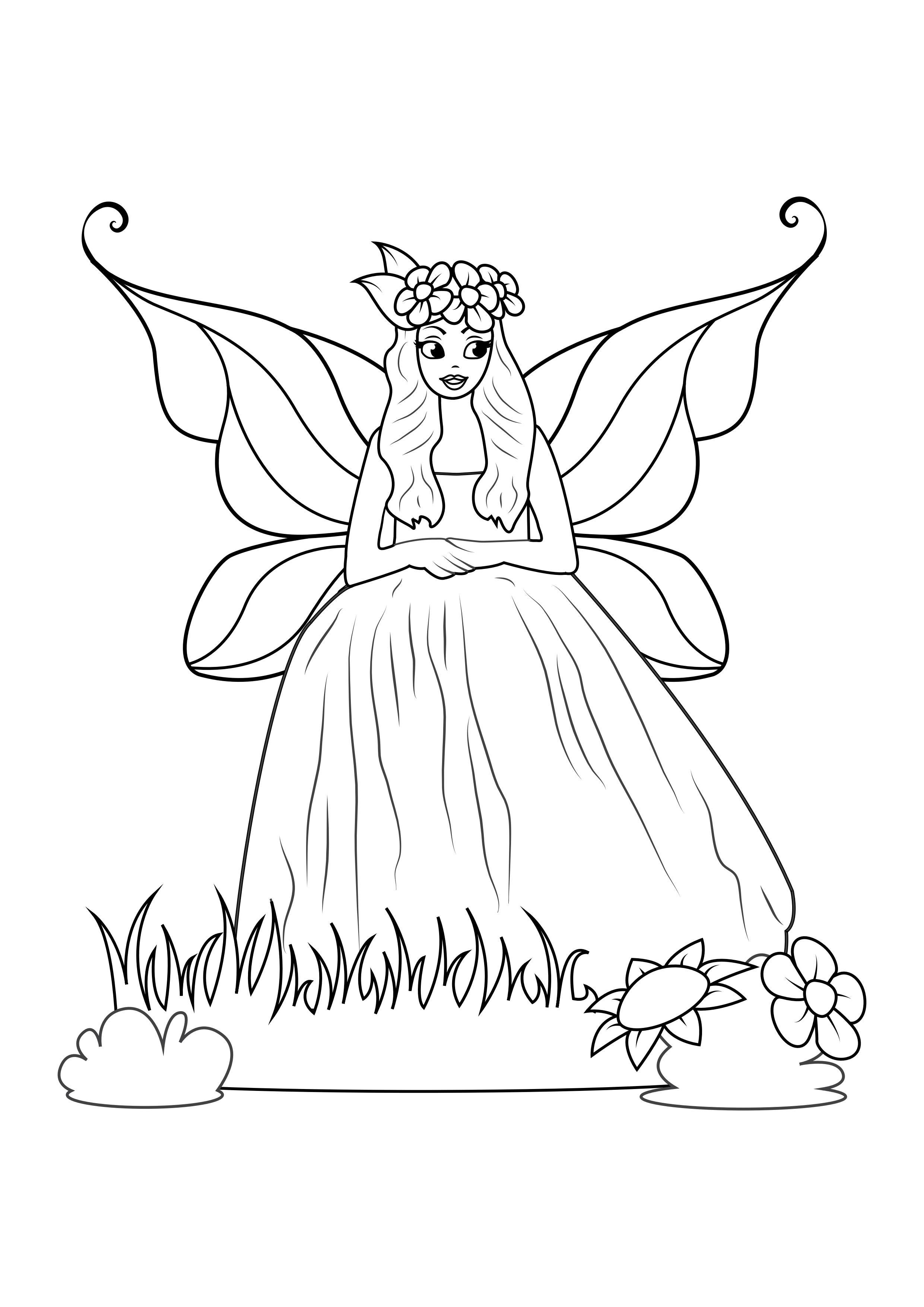 fA©e avec robe Coloriage fA©e avec robe