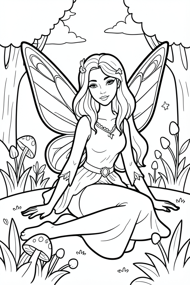 fA©e dans la forAªt Coloriage fA©e dans la forAªt