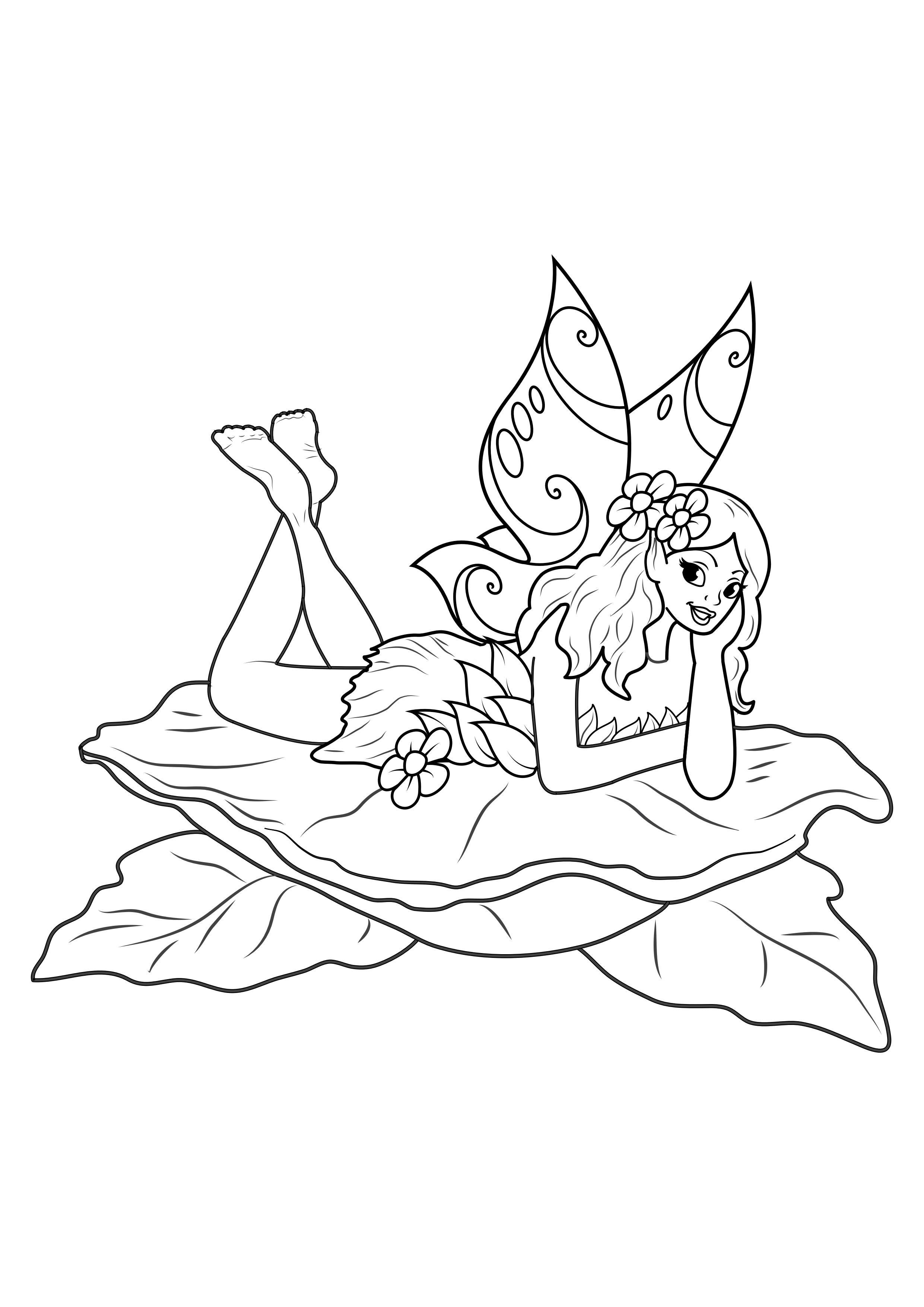 fA©e sur feuille Coloriage fA©e sur feuille