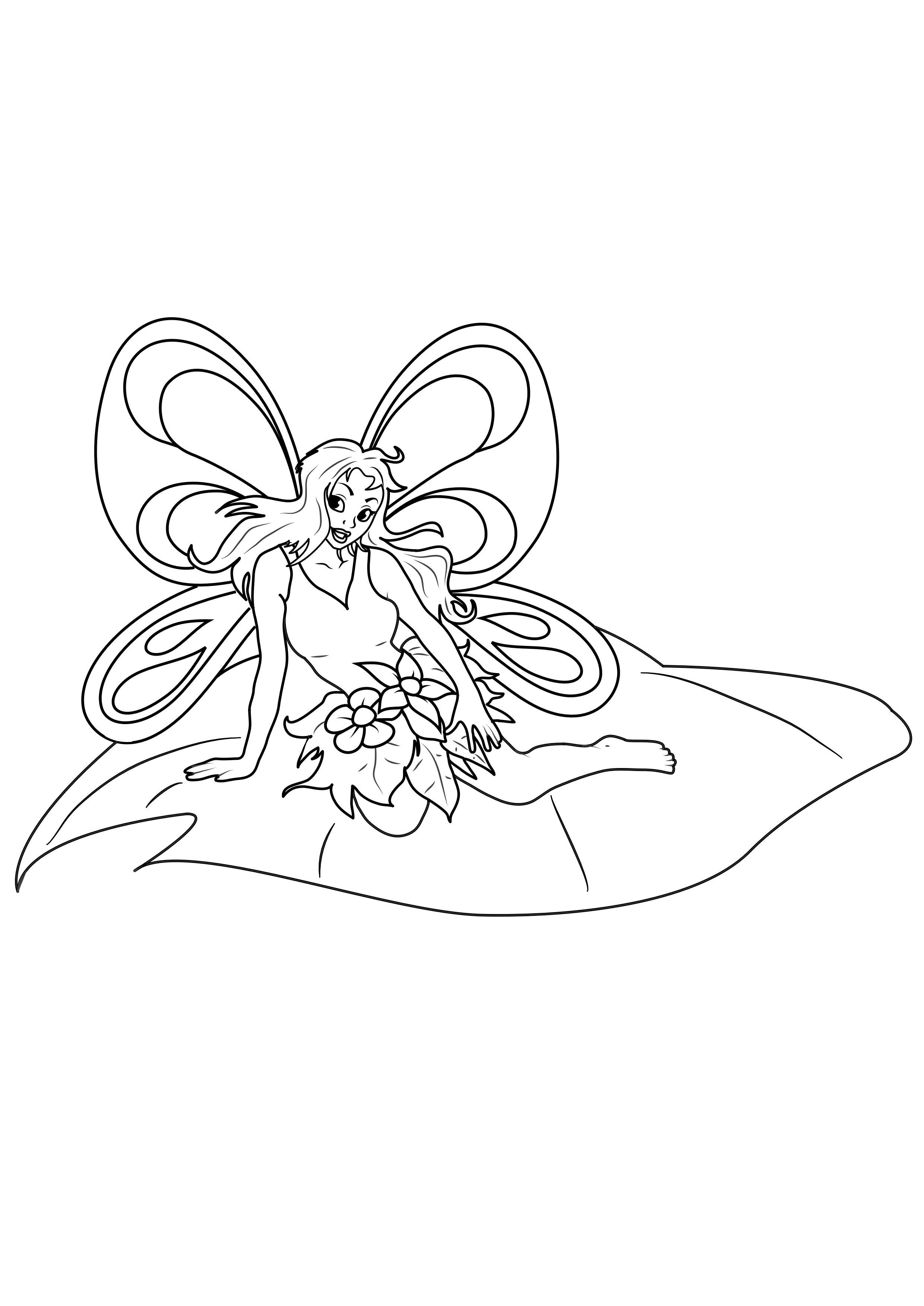 fA©e sur feuille Coloriage fA©e sur feuille