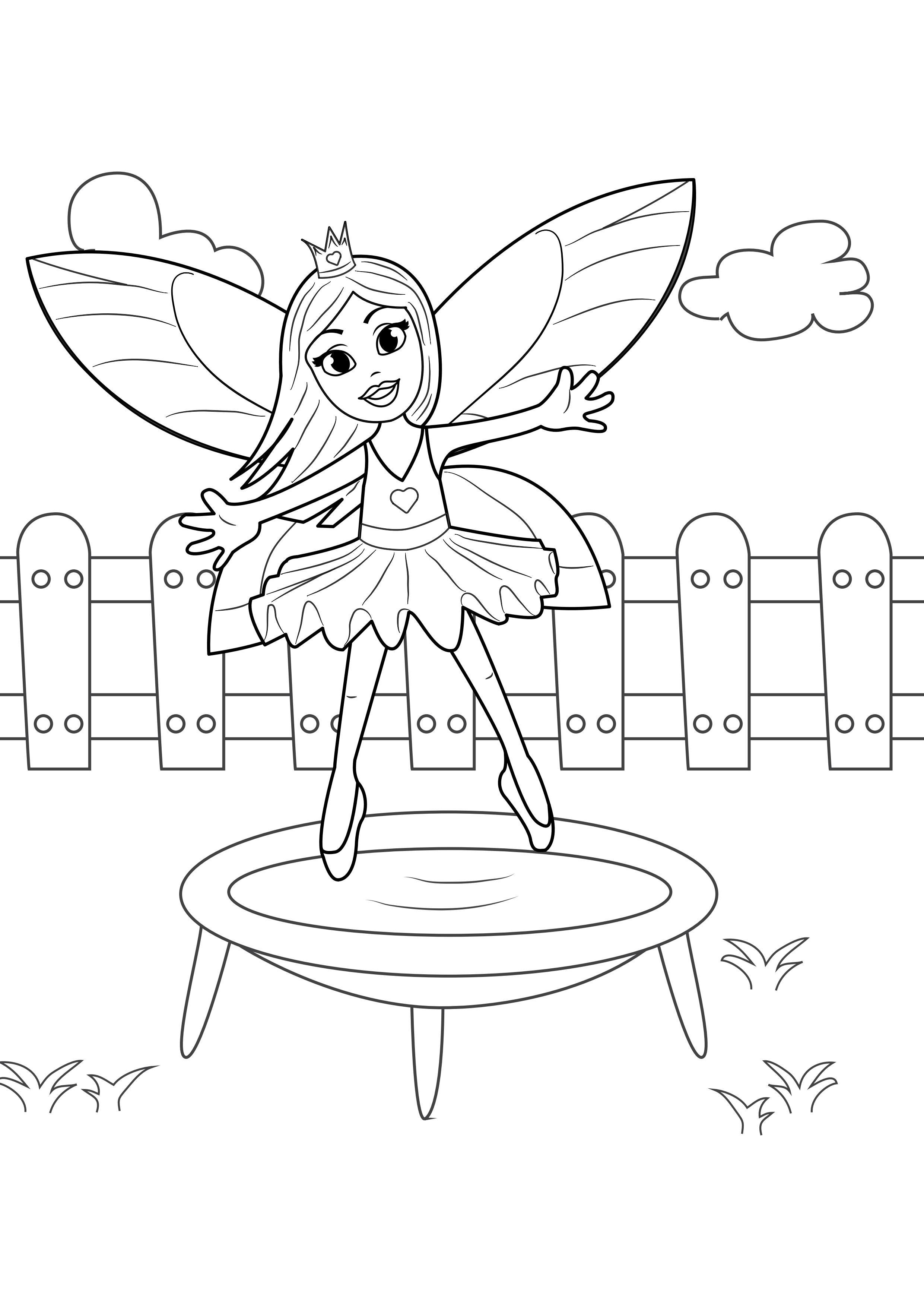 fA©e sur trampoline Coloriage fA©e sur trampoline