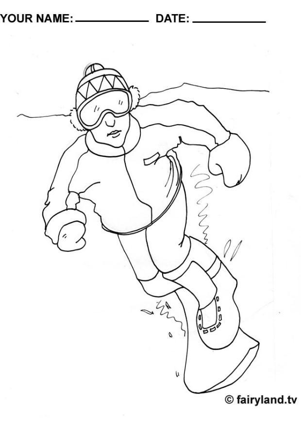 faire du snowboard Coloriage faire du snowboard