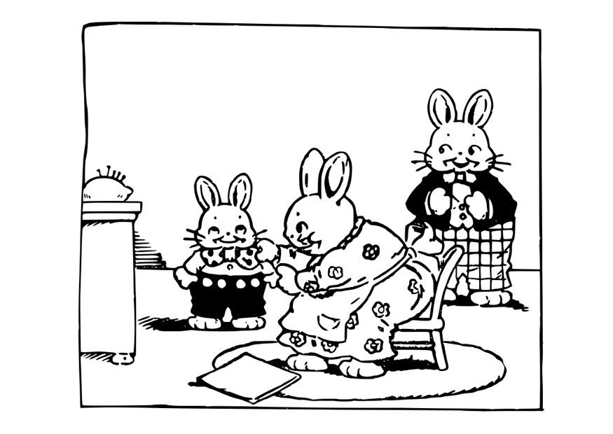 famille lapin Coloriage famille lapin
